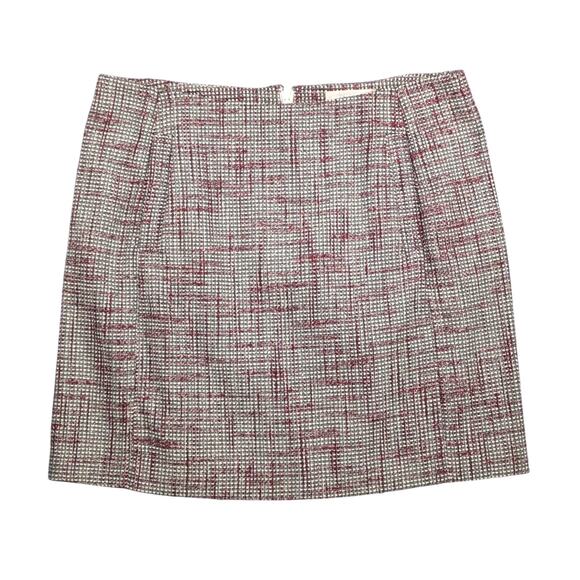 Banana Republic Burgundy Tweed Mini Skirt Sz 10 Preppy Corpcore Officewear - Picture 2 of 12